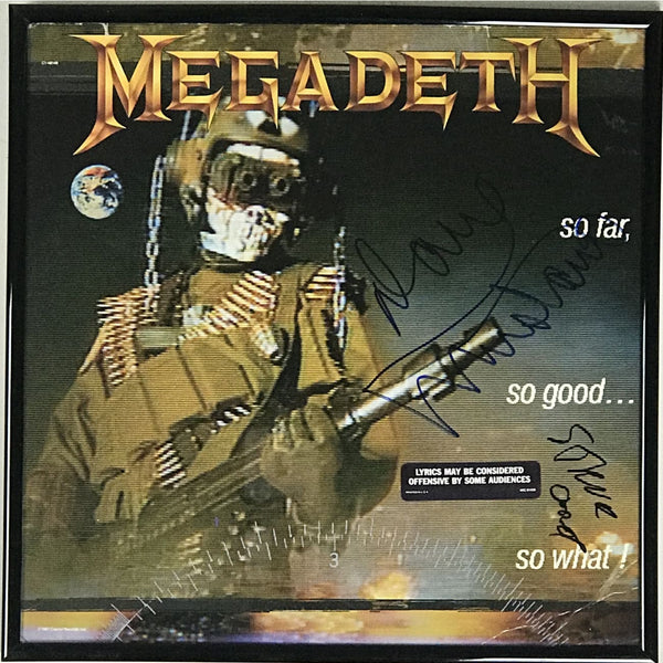 Megadeth Album So Far So Good... Signed by Dave Mustaine and the Sex Pistols Steve Jones w/Epperson COA - Music Memorabilia