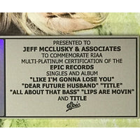 Meghan Trainor All About That Bass etc. RIAA Multi-Platinum Album/Singles Award - Record Award