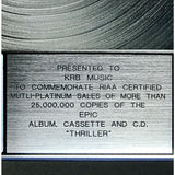 Michael Jackson Thriller RIAA 25x Platinum Award - RARE