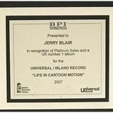 MIKA Life In Cartoon Motion BPI Platinum Album Award - Record Award