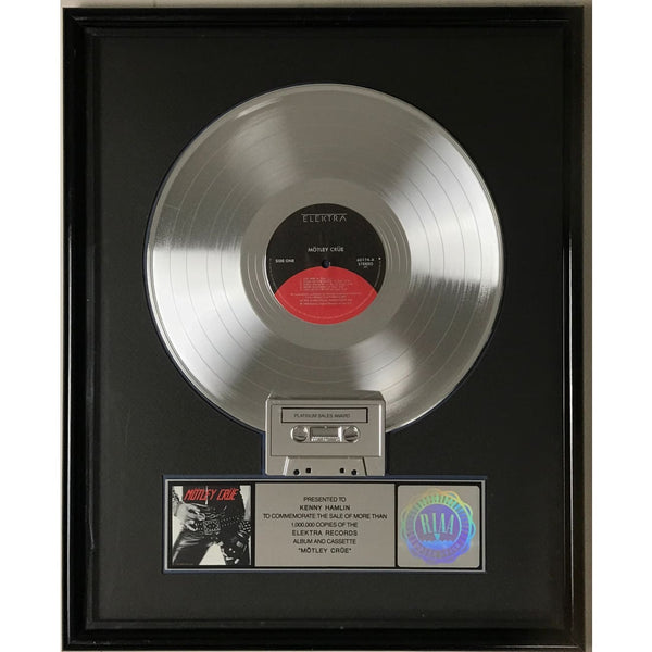 Mötley Crüe Too Fast For Love RIAA Platinum LP Award - Record Award