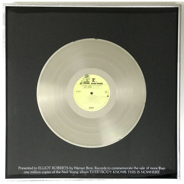 Neil Young Everyone Knows This Is Nowhere 70s Platinum label award - RARE - Record Award