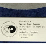 Neil Young Harvest 1974 BVMI German Platinum LP Award - Record Award