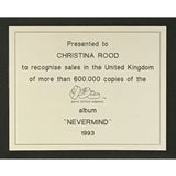Nirvana Nevermind UK DGC Label Award