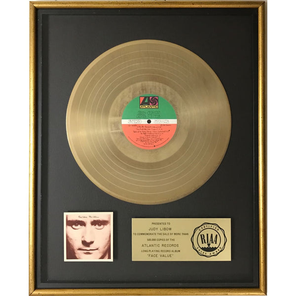 Phil Collins Face Value RIAA Gold Album Award - Record Award