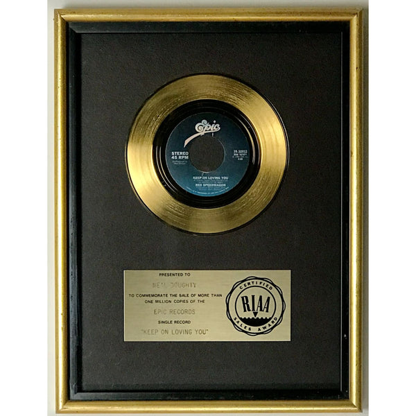 R.E.O. Speedwagon Keep On Lovin’ You RIAA 45 Award presented to keyboardist Neal Doughty - RARE