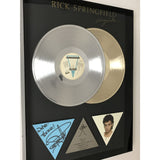 Rick Springfield Living In Oz Gold & Platinum Label Award signed by Springfield - Record Award