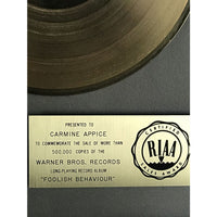 Rod Stewart Foolish Behaviour RIAA Gold LP Award presented to Carmine Appice