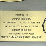 Rolling Stones Their Satanic Majesties Request White Matte RIAA Gold Album Award - RARE
