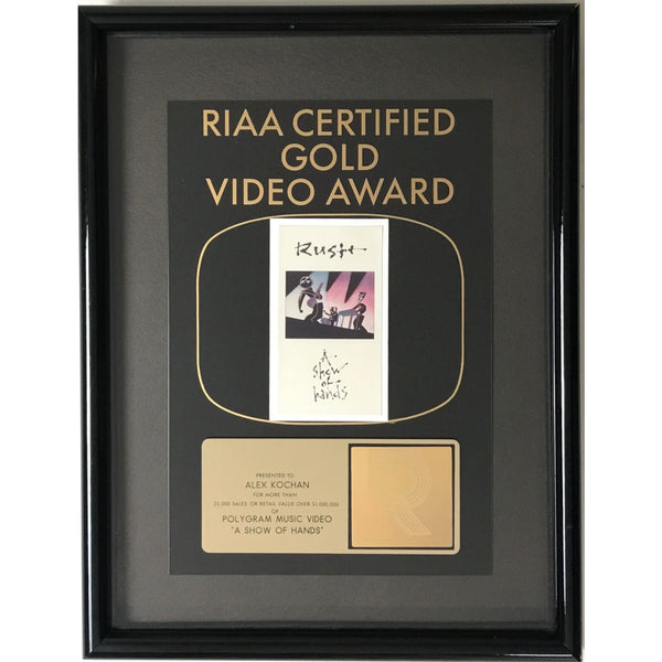 Rush A Show Of Hands RIAA Gold Video Award - Record Award