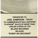 Saliva Every Six Seconds RIAA Platinum Award - Record Award