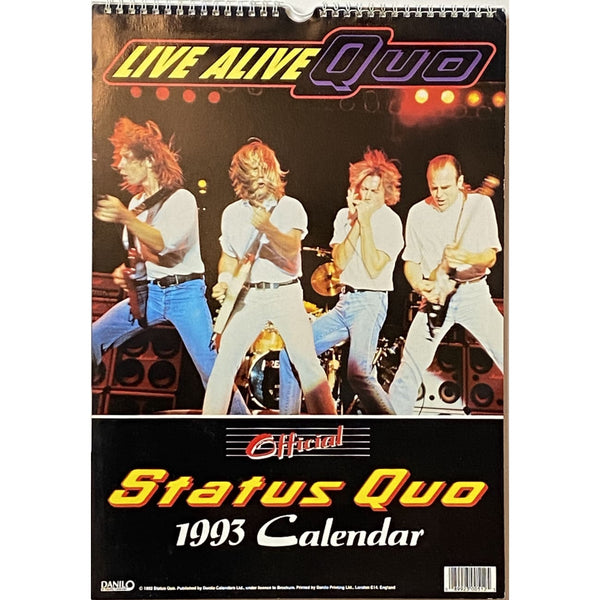 Status Quo Official 1993 Calendar Vintage - Music Memorabilia