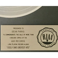Steely Dan Greatest Hits RIAA Platinum LP Award to guitarist Dean Parks - Record Award