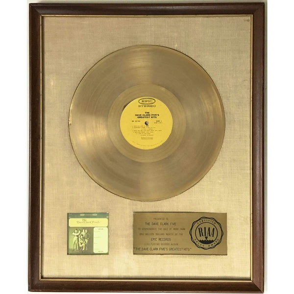 The Dave Clark Five Greatest RIAA Gold LP Award presented to The Dave Clark Five - RARE - Record Award