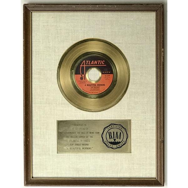 The Rascals A Beautiful Morning White Matte RIAA Gold 45 Award presented to founding member Gene Cornish - RARE