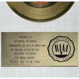 The Rascals People Got To Be Free White Matte RIAA Gold 45 Award - RARE