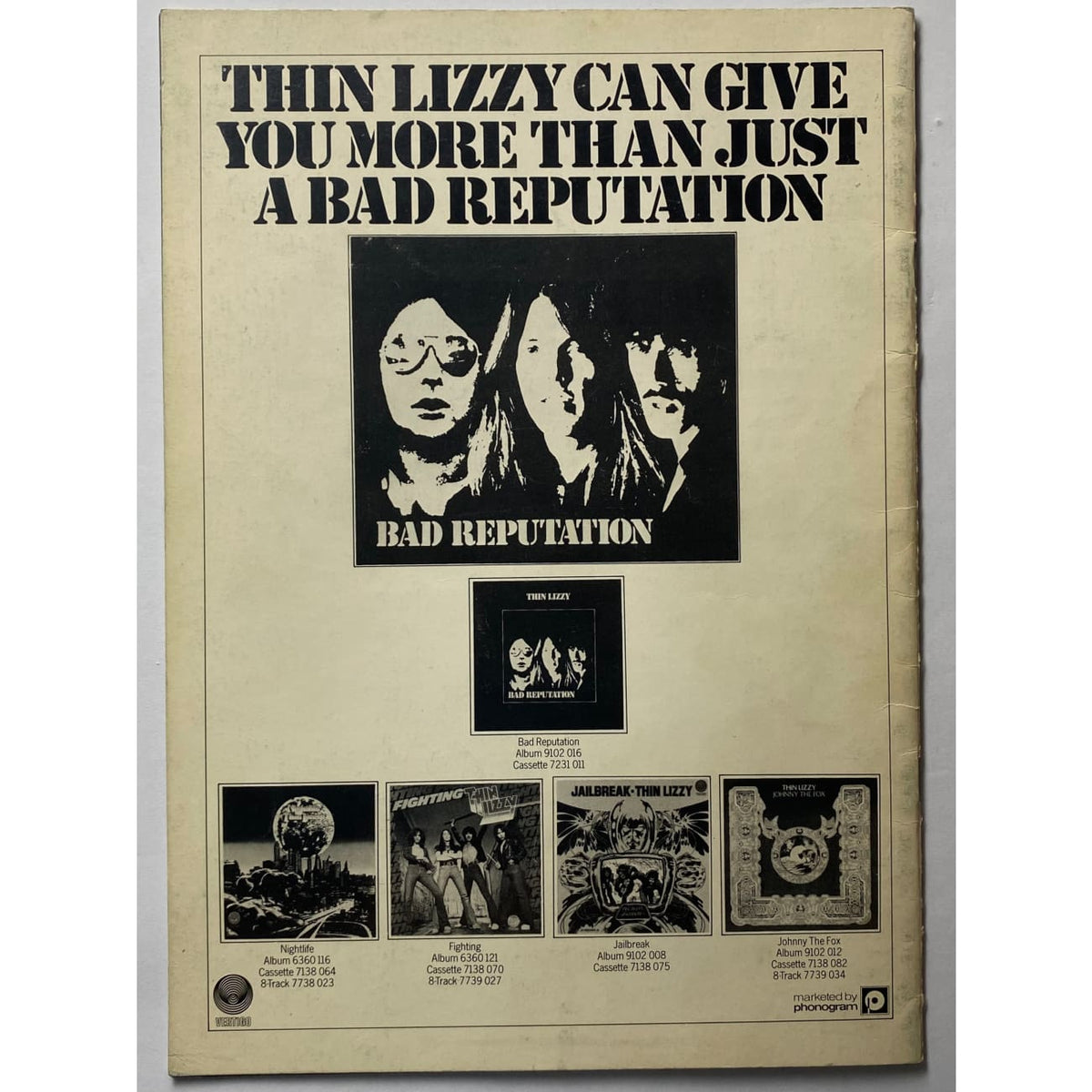 Thin Lizzy Bad Reputation 1977 Tour Program
