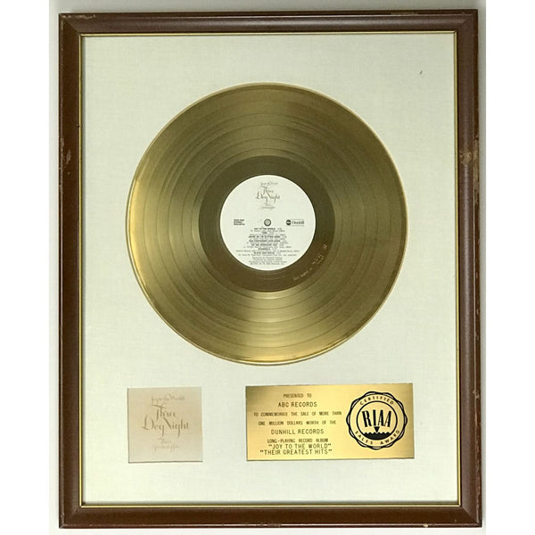 Three Dog Night White Matte RIAA Gold LP Award - RARE
