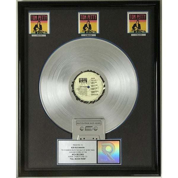 Tom Petty Full Moon Fever RIAA 3x Multi-Platinum Album Award - Record Award