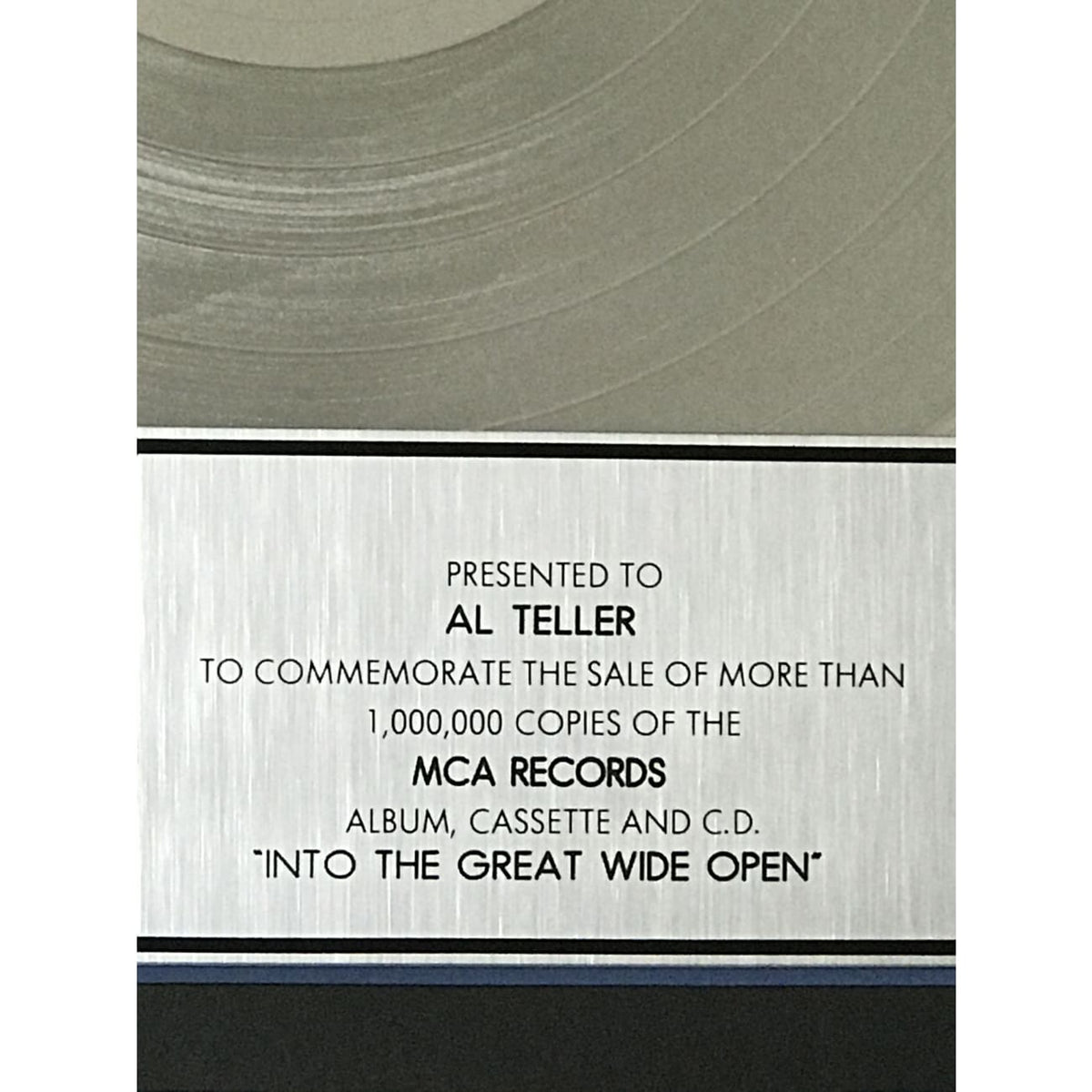musicgoldmine.com - Tom Petty Into The Great Wide Open RIAA Platinum ...