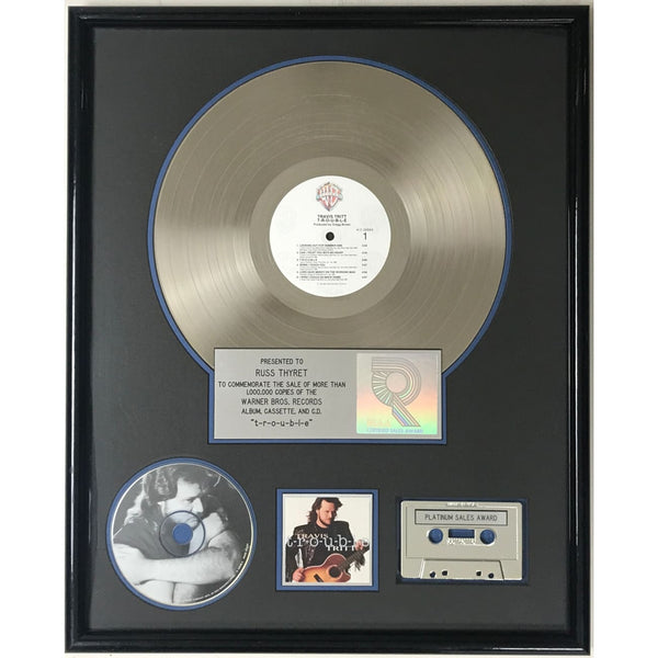 Travis Tritt t-r-o-u-b-l-e Platinum Album Award - Record Award