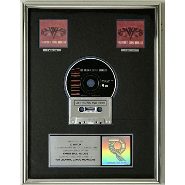 Van Halen For Unlawful Carnal Knowledge RIAA 2x Multi-Platinum Album Award - Record Award