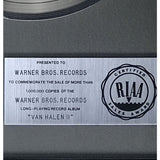 Van Halen II RIAA Platinum LP Award
