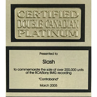 Velvet Revolver Contraband CRIA Double Platinum Album Award presented to Slash - Record Award