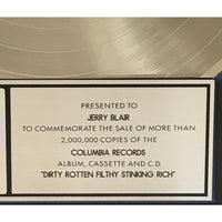 Warrant Dirty Rotten Filthy Stinking Rich RIAA 2x Multi-Platinum Album Award
