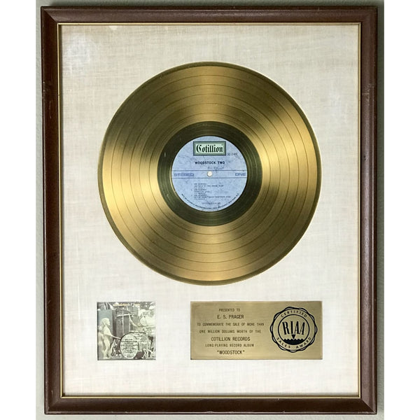 Woodstock Two White Matte RIAA Gold LP Award - RARE