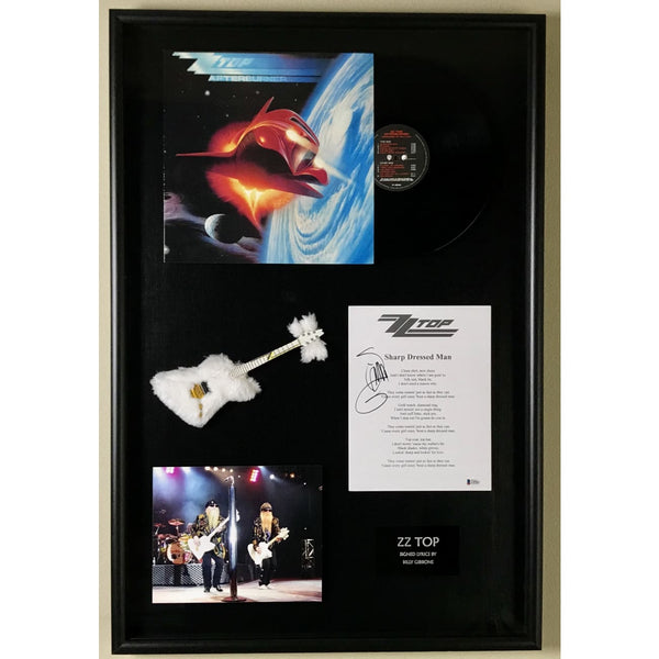 ZZ Top Lyrics Collage Signed by Billy Gibbons w/BAS COA –